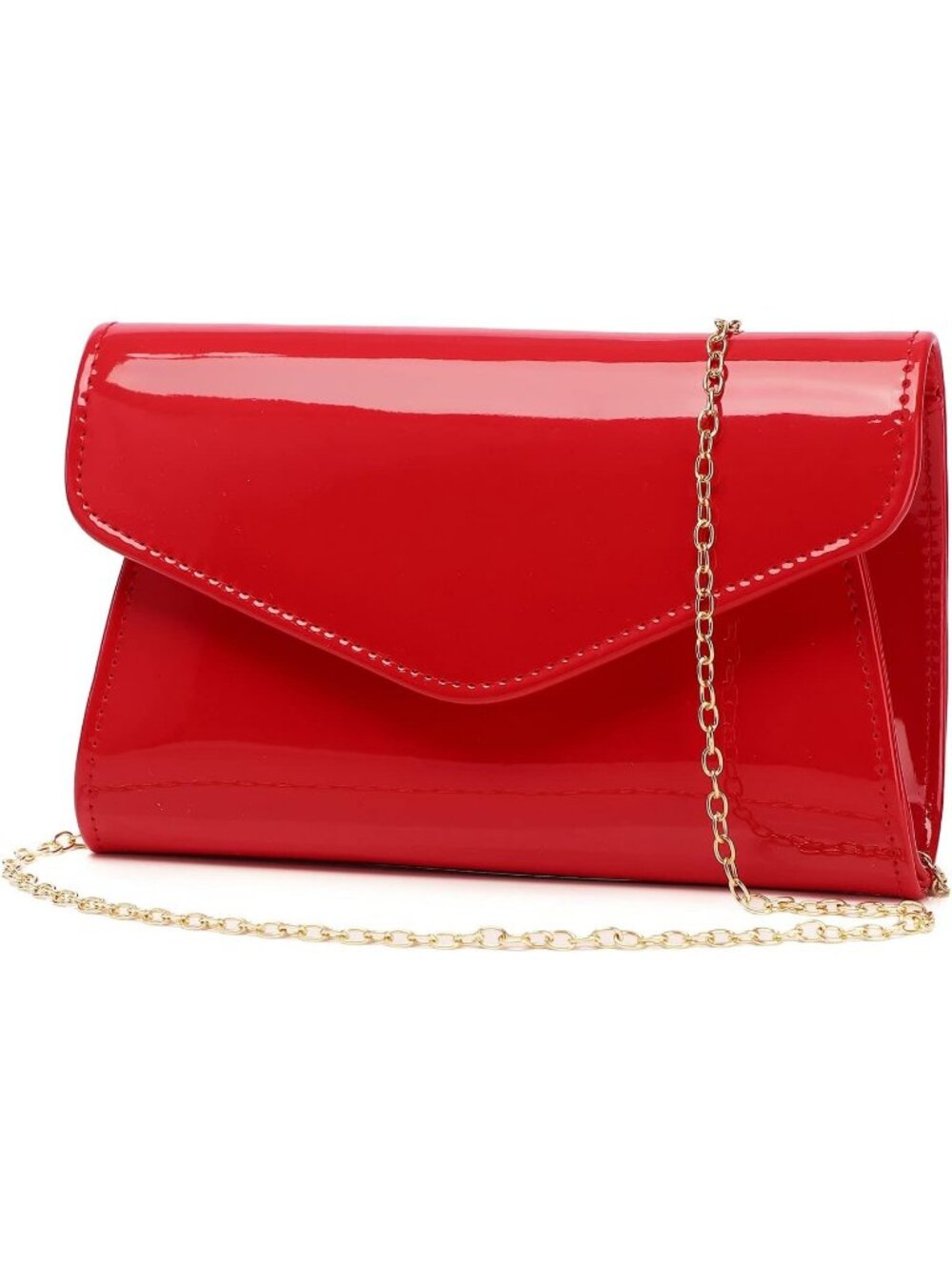 Women's Red Patent Leather Envelope Clutch Purse Evening Crossbody Bag
